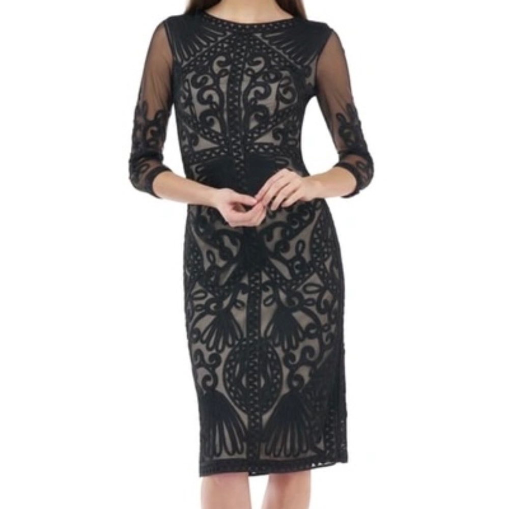 NWT JS Collections Black Soutache Lace Dress